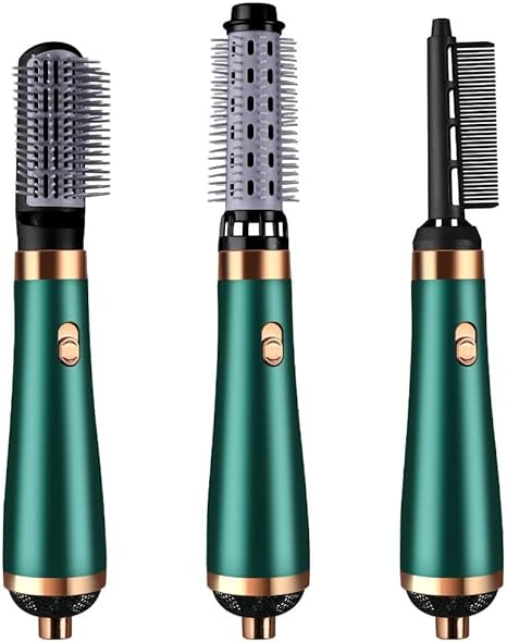 ELTERAZONE 3 in 1 Hair Dryer Brush and Volumizer, Detachable Hair Dryer Styler, One-Step Hot Air Brush for Straightening Curling Drying Combing Scalp Massage Styling (Hair Dryer Brush, GREEN, SILVER, WHITE)
