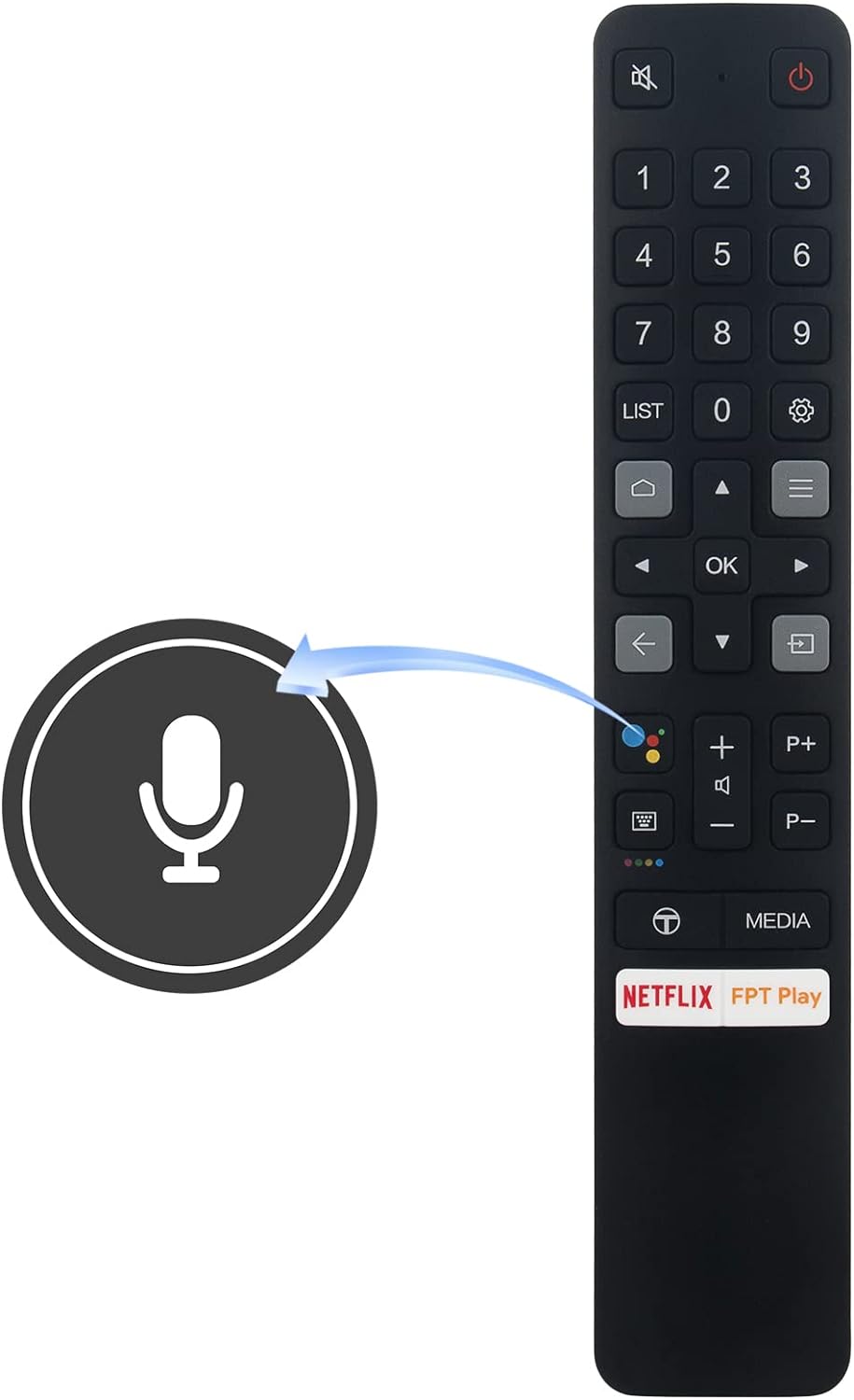 ELTERAZONE New Replacement Remote Control, Remote Control Fit, Universal Remote Control Compatible with TCL Smart TV 06-BTZNYY-IRC901V with Netflix FPT Play Key