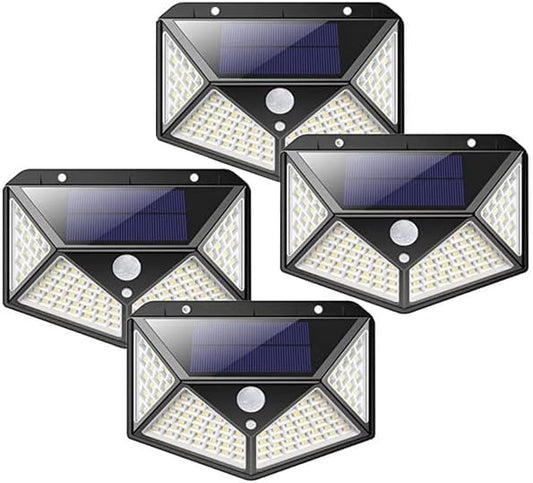 ELTERAZONE 4 Packs Solar Outdoor Lights 120 LEDs with Lights Reflector,270°Wide Angle, IP65 Waterproof,Easy-to-Install Security Lights for Front Door,Backyard,Steps,Garage,Garden