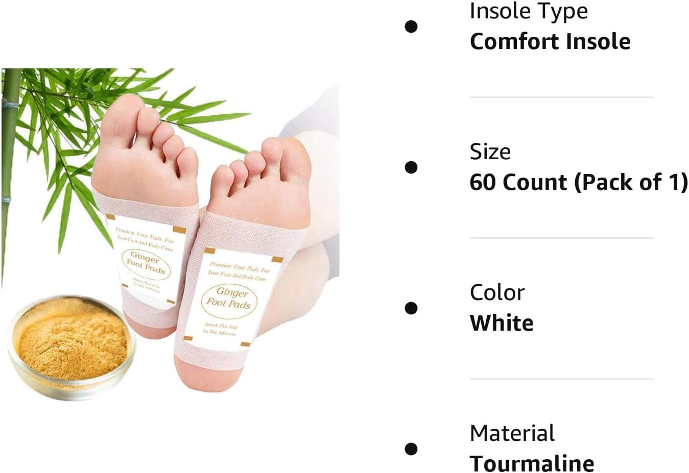 ELTERAZONE Foot Pads - (60Pads) Ginger Foot Patch for Better Sleep and Anti-Stress Relief, Pure Natural Bamboo Vinegar and Ginger Premium Ingredients Combination for Foot and Body Cleansing.
