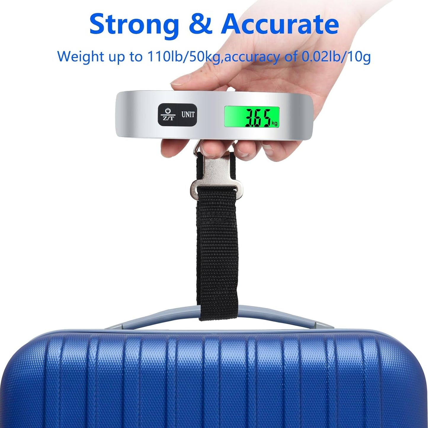 VIGIND Digital Luggage Scale, Portable Handheld Baggage Electronic Scale, Suitcase Scale with Temperature Sensor and 110 Pound Capacity Hanging Luggage Weight Scale for Travel - Battery Included