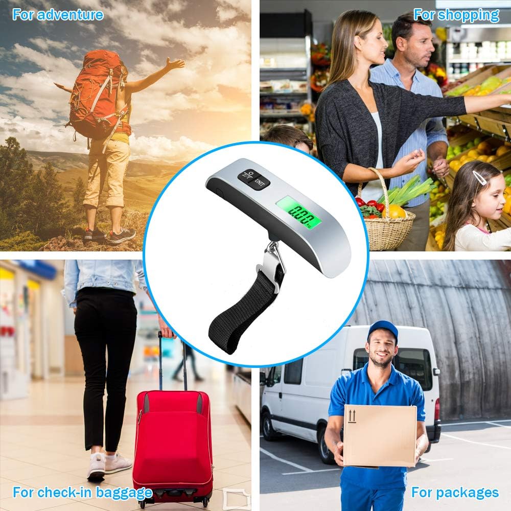 VIGIND Digital Luggage Scale, Portable Handheld Baggage Electronic Scale, Suitcase Scale with Temperature Sensor and 110 Pound Capacity Hanging Luggage Weight Scale for Travel - Battery Included